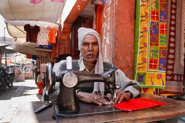 Indien Rajasthan Jaipur Januari 2007 Indian Skräddare Gatan Editorial — Stockfoto