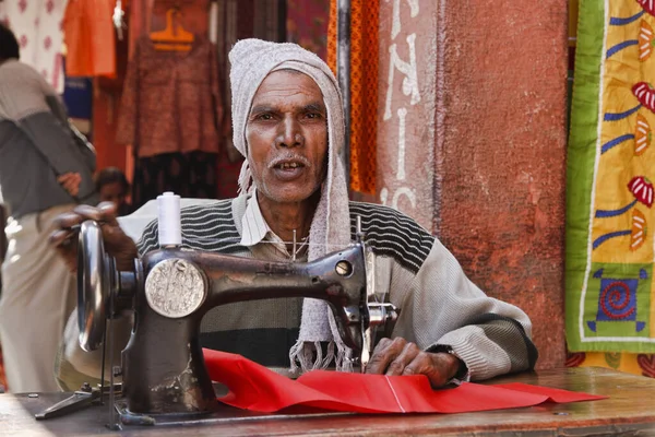 India Rajasthan Jaipur January 2007 Indian Tailor Working Street Editorial — Stock Photo, Image