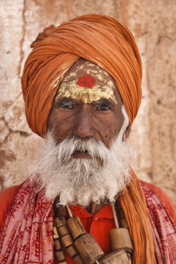 Hindistan, Rajasthan, Jaipur, the Amber Fort; 20 Ocak 2007, Hint sadhu portresi - EDITORIAL