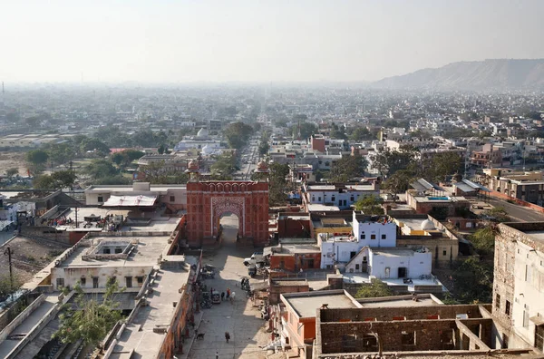 Índia Rajasthan Jaipur Vista Panorâmica Cidade Dos Portões Entrada Velhos — Fotografia de Stock