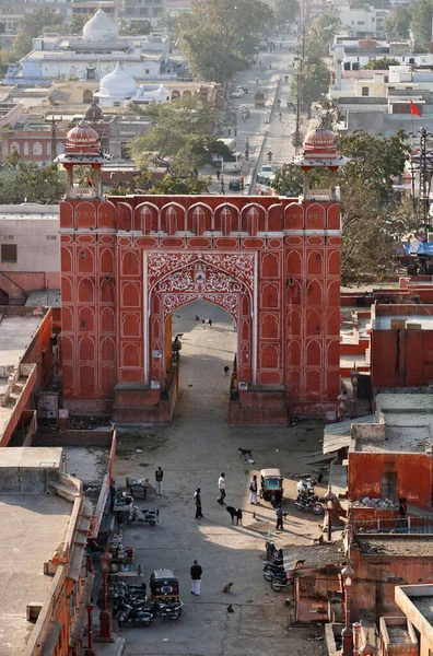 Índia Rajasthan Jaipur Dos Portões Entrada Velhos Cidade Vista Temple — Fotografia de Stock