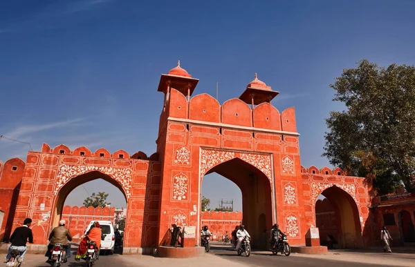 Indien Rajasthan Jaipur Trafik Gamla Ingångarna Till Staden — Stockfoto