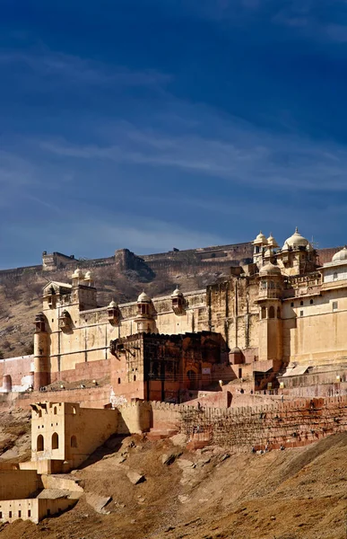 India Rajastán Jaipur Vista Del Fuerte Del Ámbar Todo Construido — Foto de Stock