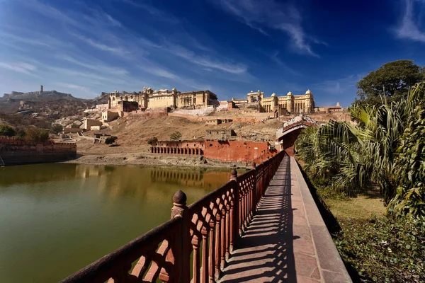 Indien Rajasthan Jaipur Över Amber Fort Allt Byggt Vit Marmor — Stockfoto