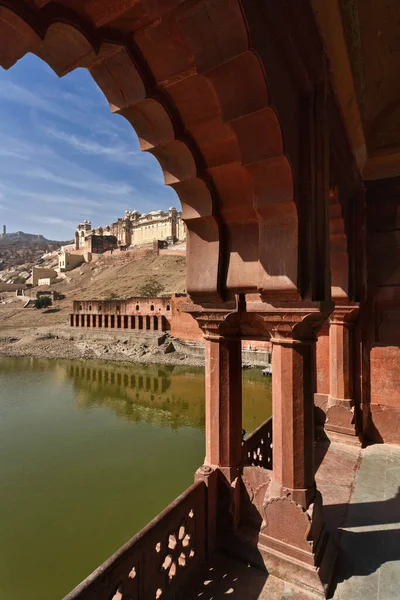 Indie Rajasthan Jaipur Widok Fort Amber Zbudowany Białym Marmurze Czerwonym — Zdjęcie stockowe