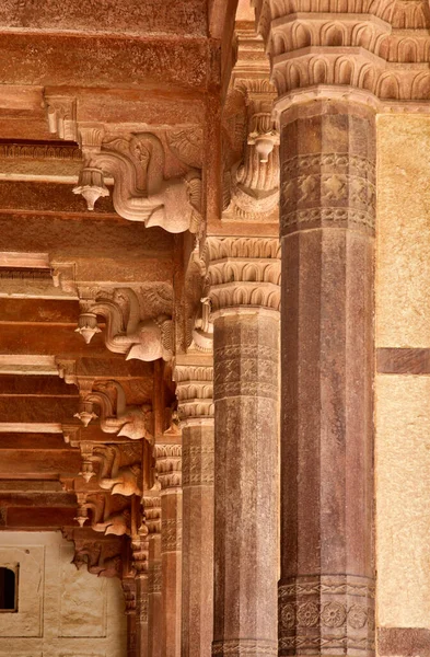 Indien Rajasthan Jaipur Amber Fort Elefantstatyer Pelarna Fortet — Stockfoto