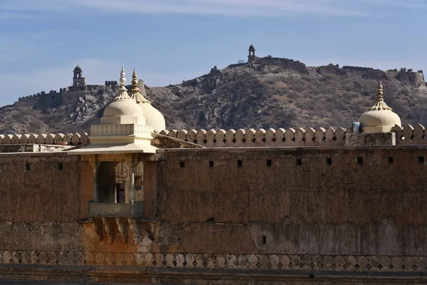 India Rajasthan Jaipur Amber Fort View Domes Amber Fort Palace — Stock Photo, Image