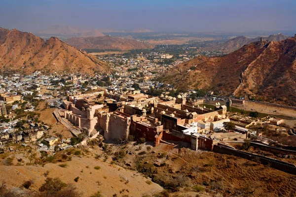 Indie Rajasthan Jaipur Bursztynowy Fort Widok Bursztynowy Pałac Bursztynowego Fortu — Zdjęcie stockowe