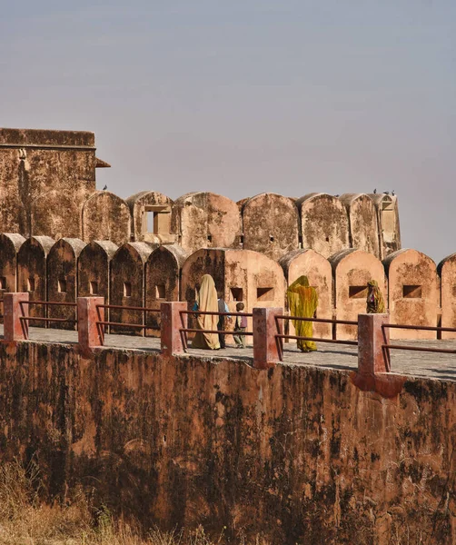 Indien Rajasthan Jaipur Indianer Vid Amber Fort Helt Byggd Vit — Stockfoto