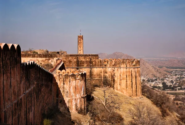 Indie Rajasthan Jaipur Widok Fort Amber Zbudowany Białym Marmurze Czerwonym — Zdjęcie stockowe