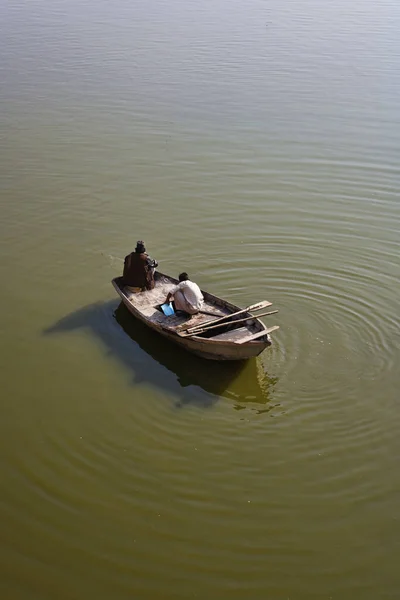 India Rajasthan Jaipur Forte Dell Ambra Pescatori Indiani Nel Lago — Foto Stock