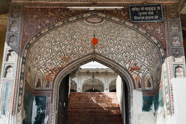 India Rajasthan Jaipur Sisodia Rani Bagh Hindoe Tempel Ingang — Stockfoto