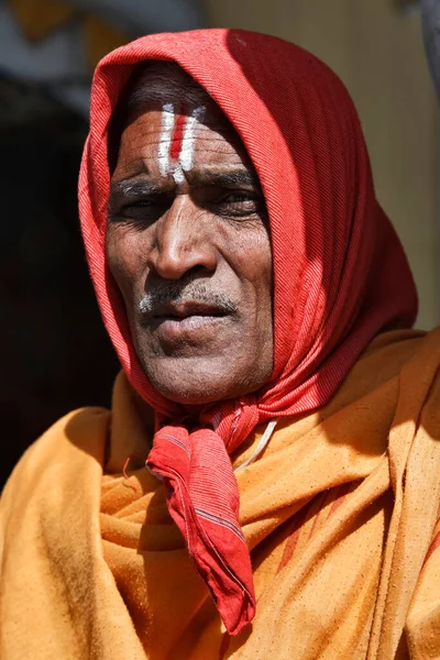 Indien Rajasthan Jaipur Januar 2077 Ein Indischer Sadhu Einem Der — Stockfoto