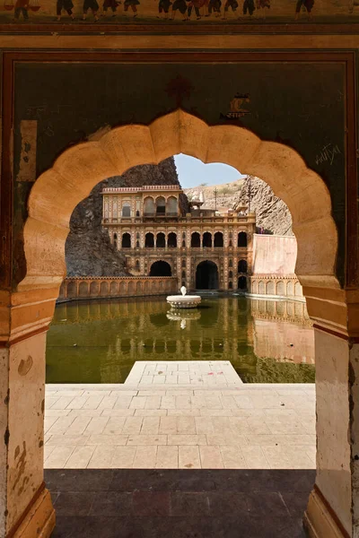 Índia Rajasthan Jaipur Dos Muitos Temples Hindu Galtaji Quilômetros Afastado — Fotografia de Stock