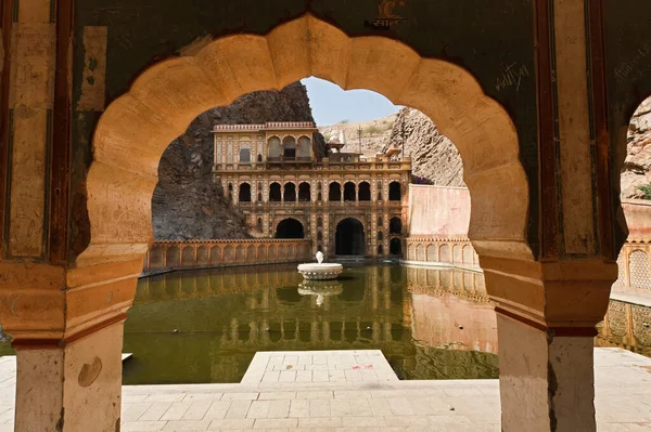 Índia Rajasthan Jaipur Dos Muitos Temples Hindu Galtaji Quilômetros Afastado — Fotografia de Stock