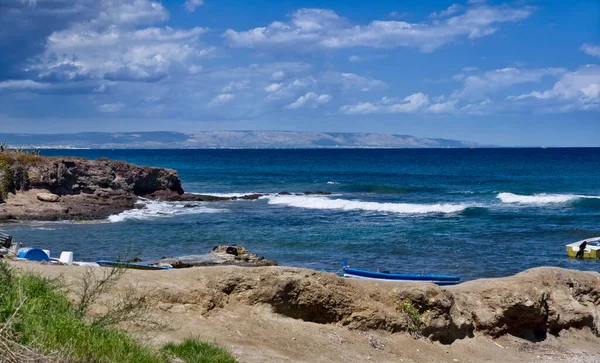 Italië Sicilië Portopalo Uitzicht Zuidoostkust Van Sicilië Ionische Zee Enkele — Stockfoto