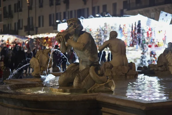 Italy Lazio Rome Navona Square One Fountains Square Night — Stock Photo, Image