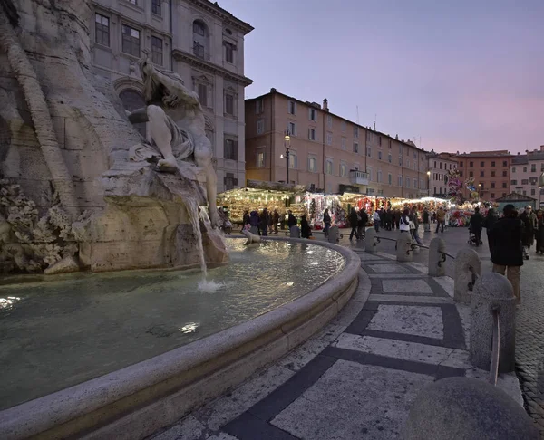 Italy Lazio Rome Navona Square Bernini Winds Fountain Shops Square — Stock Photo, Image