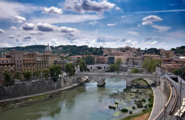 Italy Lazio Rome Tevere River Vittorio Emanuele Bridge Seen Castel — Stock Photo, Image