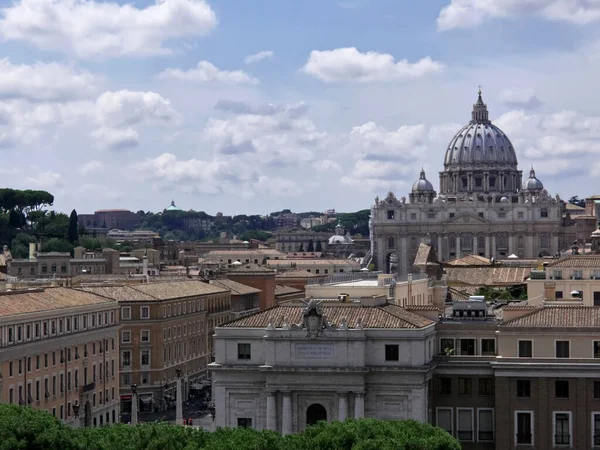 Itálie Lazio Řím Dóm Svatého Petra Pohled Hradu Angelo — Stock fotografie