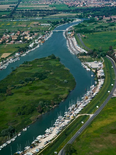 Italien Latium Fiumicino Rom Tiber Luftaufnahme — Stockfoto