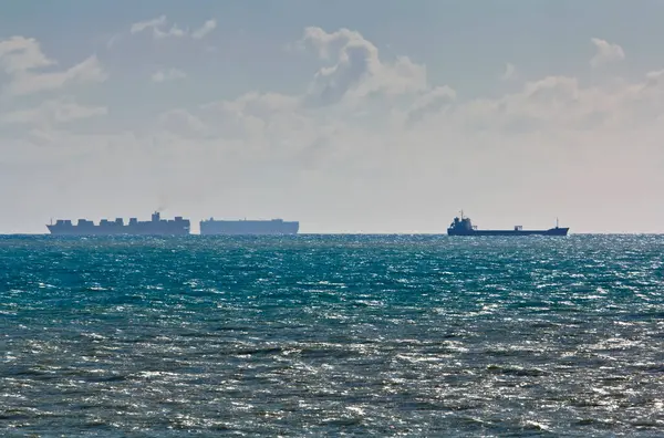 Italy Sicily Mediterranean Sea Cargo Ships Oil Thank Sicily Channel — Stock Photo, Image