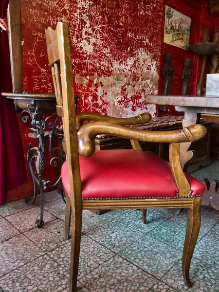 Włochy Sycylia Miasto Castelmola Taormina Bar Turrisi Drewniane Rzeźbione Krzesło — Zdjęcie stockowe