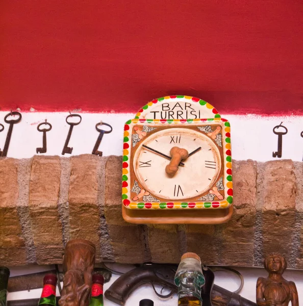 Italia Sicilia Castelmola Ciudad Taormina Turrisi Bar Reloj Pared Cerámica — Foto de Stock