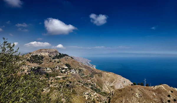 Italia Sicilia Castelmola Taormina Veduta Della Costa Rocciosa Orientale Siciliana — Foto Stock