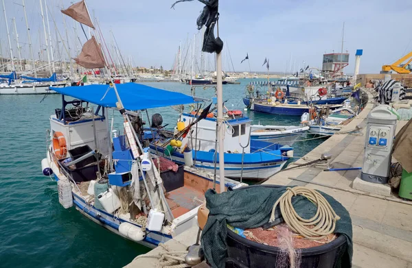 Italia Sicilia Marina Ragusa Provincia Ragusa Barcos Pesca Locales Redes — Foto de Stock