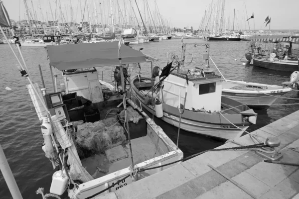 Itália Sicília Marina Ragusa Província Ragusa Barcos Pesca Locais Redes — Fotografia de Stock
