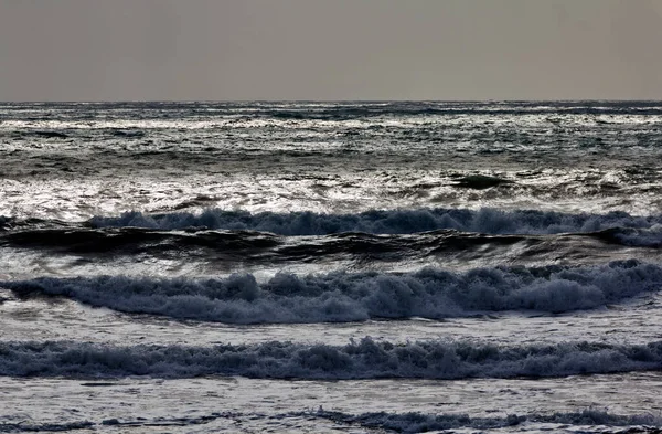 Italia Sicilia Mar Mediterraneo Mare Mosso Nel Canale Sicilia Inverno — Foto Stock