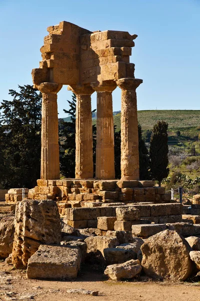 Itália Sicília Agrigento Greek Temples Valley Castore Polluce Temple Hera — Fotografia de Stock
