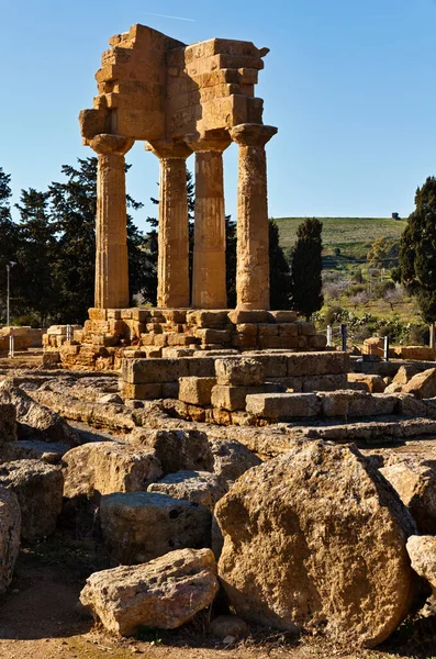 Italië Sicilië Agrigento Griekse Tempelvallei Castore Polluce Tempel Hera Tempel — Stockfoto