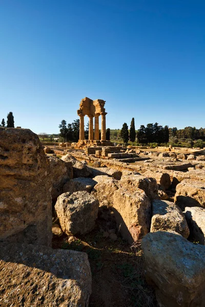 Talya Sicilya Agrigento Yunan Tapınak Vadisi Castore Polluce Tapınağı Hera — Stok fotoğraf