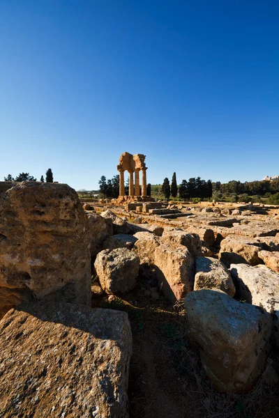 Itálie Sicílie Agrigento Řecké Chrámy Údolí Castore Polluce Temple Hera — Stock fotografie