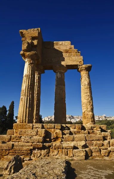 イタリア シチリア アグリジェント ギリシャ寺院谷 カストア ポリュース寺院 ヘラ寺院 — ストック写真