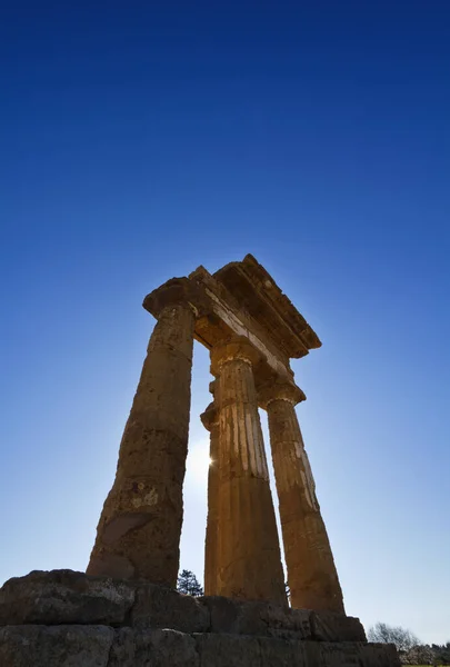 Italië Sicilië Agrigento Griekse Tempelvallei Castore Polluce Tempel Hera Tempel — Stockfoto