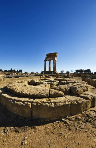 イタリア シチリア アグリジェント ギリシャ寺院谷 カストア ポリュース寺院 ヘラ寺院 — ストック写真