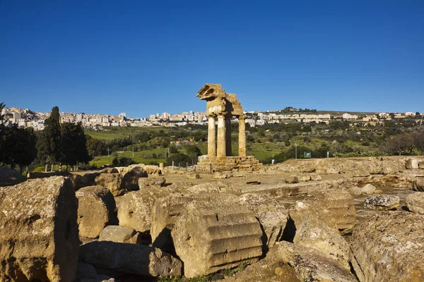 Italia Sicilia Agrigento Valle Los Templos Griegos Castore Templo Polluce —  Fotos de Stock