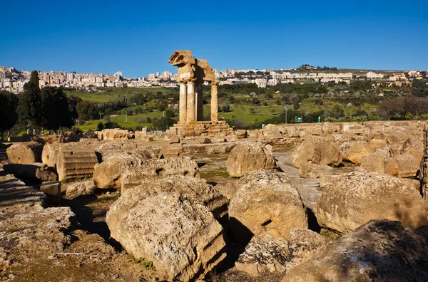 Itálie Sicílie Agrigento Řecké Chrámy Údolí Castore Polluce Temple Hera — Stock fotografie