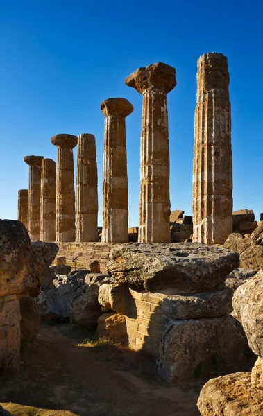 Itália Sicília Agrigento Greek Temples Valley Hercules Temple Columns — Fotografia de Stock