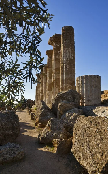 Talya Sicilya Agrigento Yunan Tapınak Vadisi Herkül Tapınağı Sütunları — Stok fotoğraf
