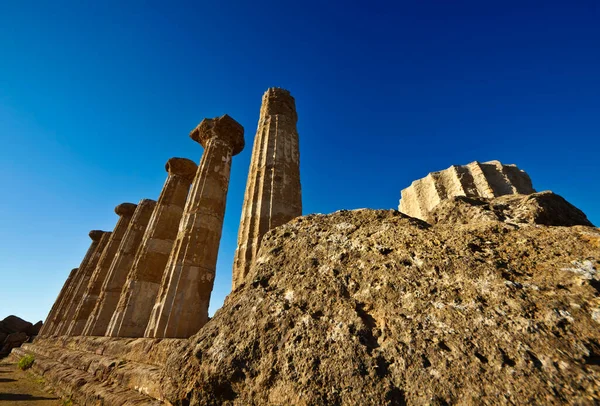 Talya Sicilya Agrigento Yunan Tapınak Vadisi Herkül Tapınağı Sütunları — Stok fotoğraf