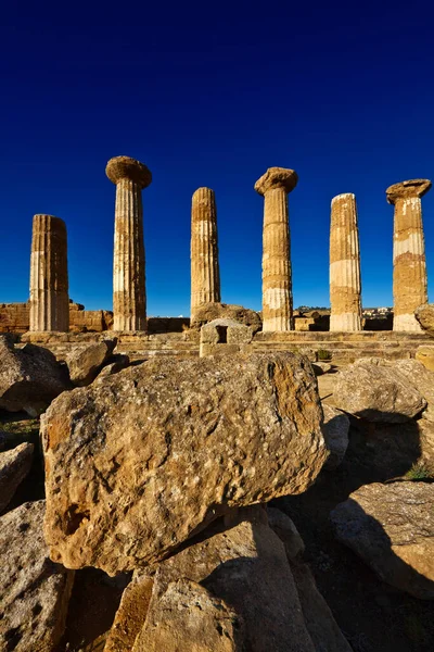 Itália Sicília Agrigento Greek Temples Valley Hercules Temple Columns — Fotografia de Stock