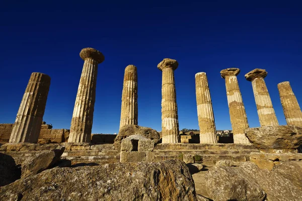 Italië Sicilië Agrigento Griekse Tempelvallei Tempelzuilen Van Hercules — Stockfoto