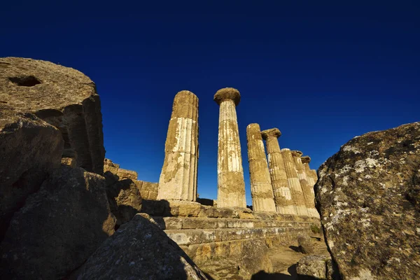 Talya Sicilya Agrigento Yunan Tapınak Vadisi Herkül Tapınağı Sütunları — Stok fotoğraf