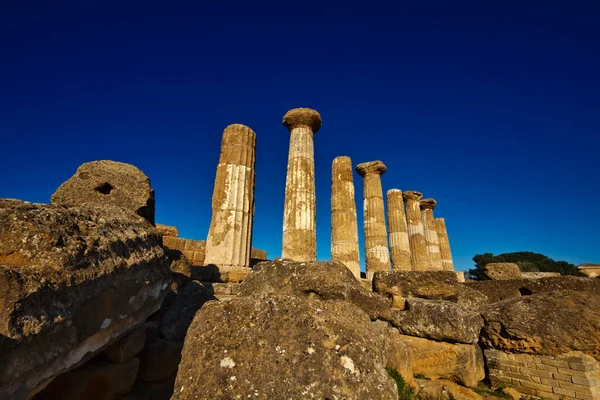 Talya Sicilya Agrigento Yunan Tapınak Vadisi Herkül Tapınağı Sütunları — Stok fotoğraf