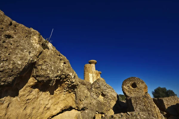 Itálie Sicílie Agrigento Údolí Řeckých Chrámů Sloupy Chrámu Hercules — Stock fotografie