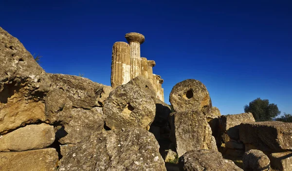 Italia Sicilia Agrigento Valle Los Templos Griegos Columnas Del Templo — Foto de Stock